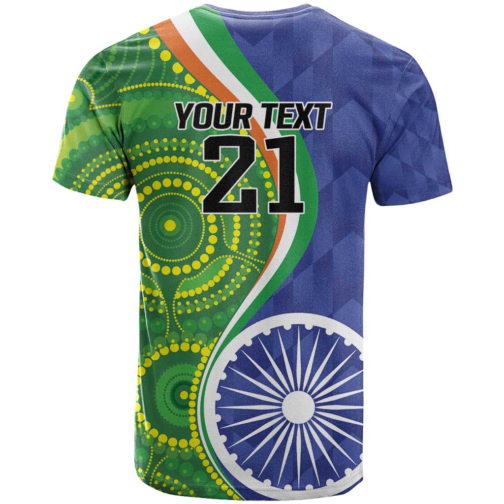 India Vs Australian Cricket Custom T-Shirt Ashoka Chakra and Aboriginal Together Graphic Tee