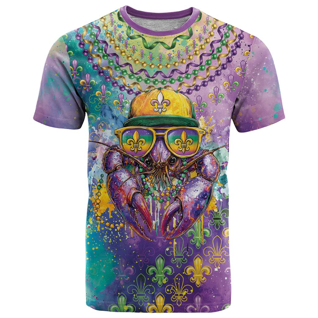 Mardi Gras Crawfish Personalized T-Shirt NOLA Fat Tuesday Drip Art Graphic Tee