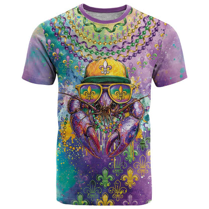 Mardi Gras Crawfish Personalized T-Shirt NOLA Fat Tuesday Drip Art Graphic Tee