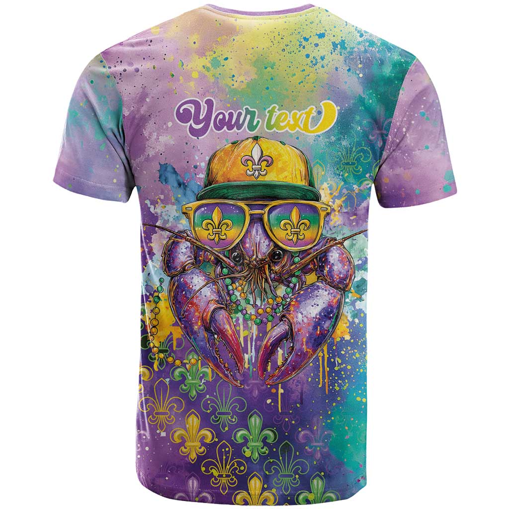 Mardi Gras Crawfish Personalized T-Shirt NOLA Fat Tuesday Drip Art Graphic Tee