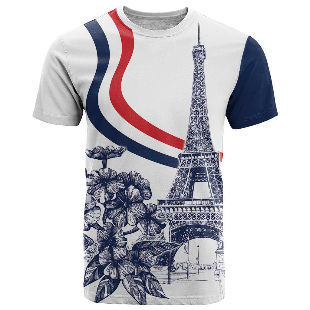 Custom France Women Rugby T-Shirt Summer Flowers 2024 Graphic Tee