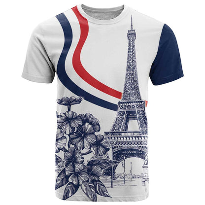 Custom France Women Rugby T-Shirt Summer Flowers 2024 Graphic Tee