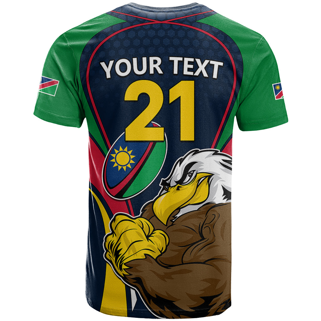 Custom Namibia Rugby T-Shirt World Cup Eagle Mascot Come On Welwitschias Graphic Tee