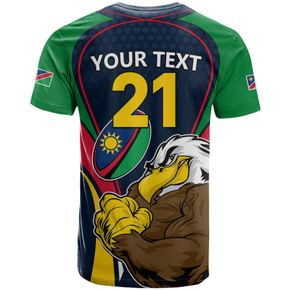Custom Namibia Rugby T-Shirt World Cup Eagle Mascot Come On Welwitschias Graphic Tee