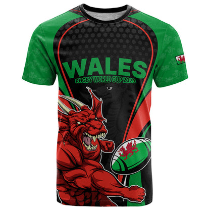 Wales Rugby T-Shirt World Cup Dragon Mascot Come On Cymru Graphic Tee
