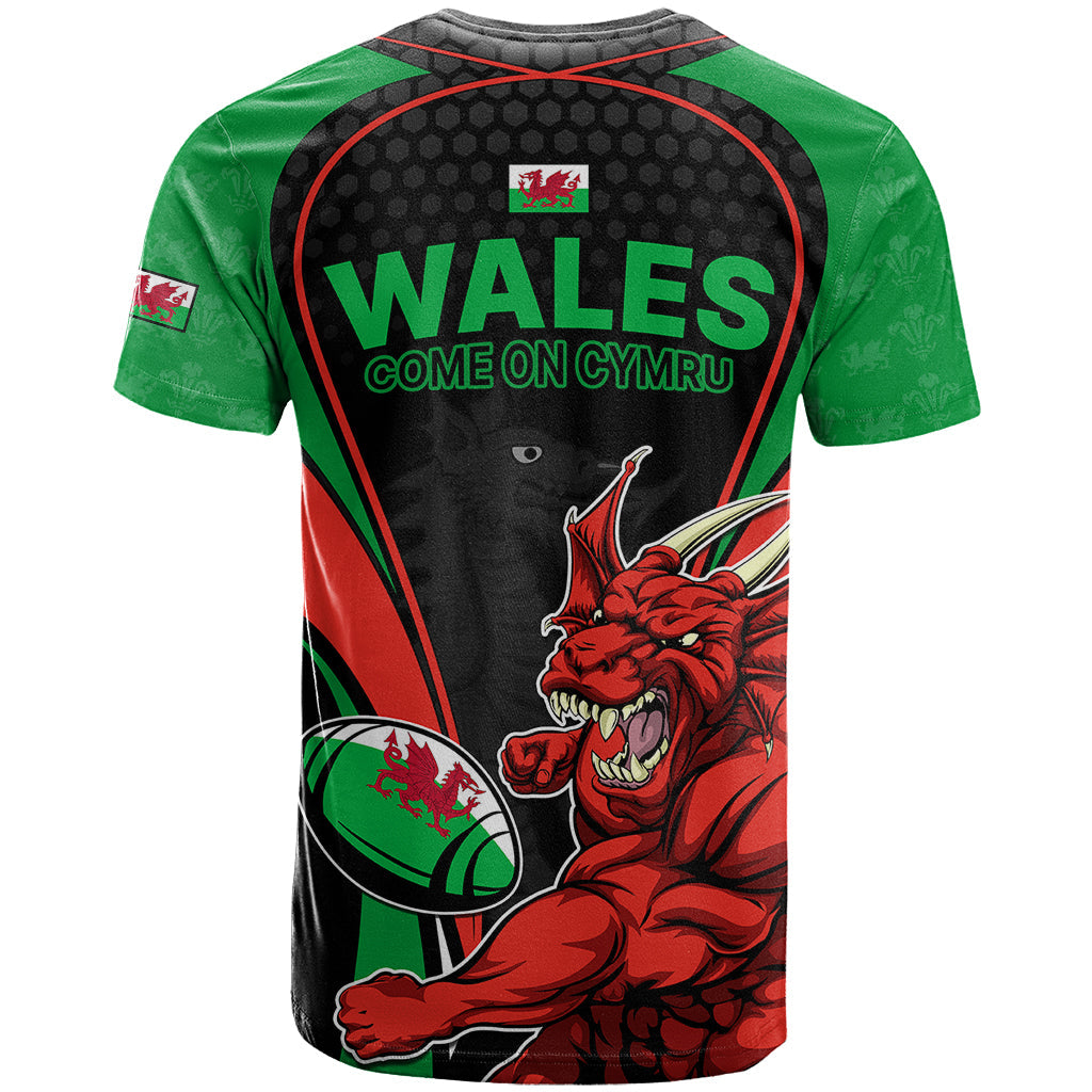 Wales Rugby T-Shirt World Cup Dragon Mascot Come On Cymru Graphic Tee