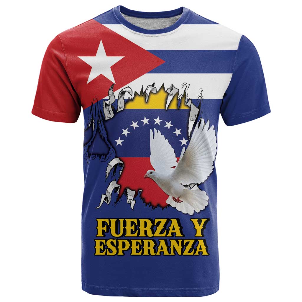 Personalized Cuba Venezuela T-Shirt Fuerza Y Esperanza Graphic Tee