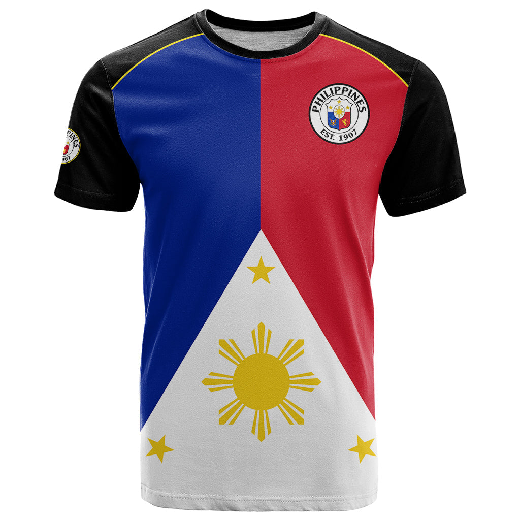 Philippines Concept Home FootbT-Shirt Pilipinas Flag Black Style Graphic Tee