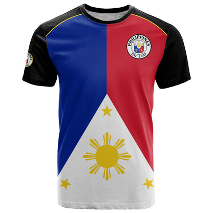 Philippines Concept Home FootbT-Shirt Pilipinas Flag Black Style Graphic Tee