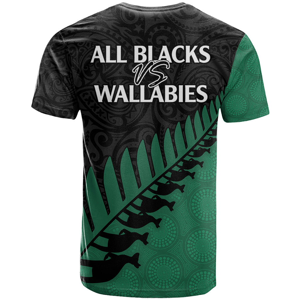 Australia Wallabies and Aotearoa Rugby T-Shirt Kangaroo Black Fern Maori Green Vibe Graphic Tee