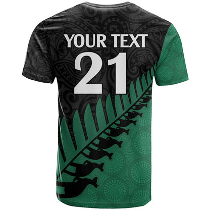 Custom Australia Wallabies and Aotearoa Rugby T-Shirt Kangaroo Black Fern Maori Green Vibe Graphic Tee