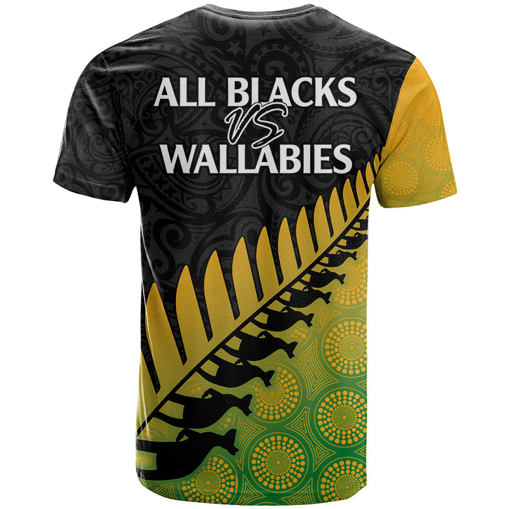 Australia Wallabies and Aotearoa Rugby T-Shirt Kangaroo Black Fern Maori Gradient Vibe Graphic Tee