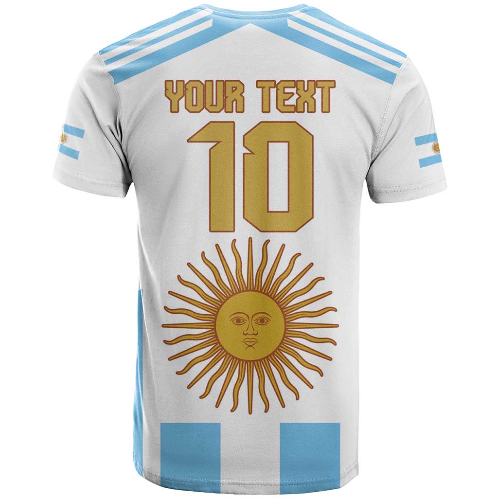 Vamos Argentina Champions Football Custom T-Shirt White and Sky Blue Graphic Tee