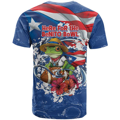 Puerto Rican Coquí Football T-Shirt Here For The Benito Bowl Graphic Tee