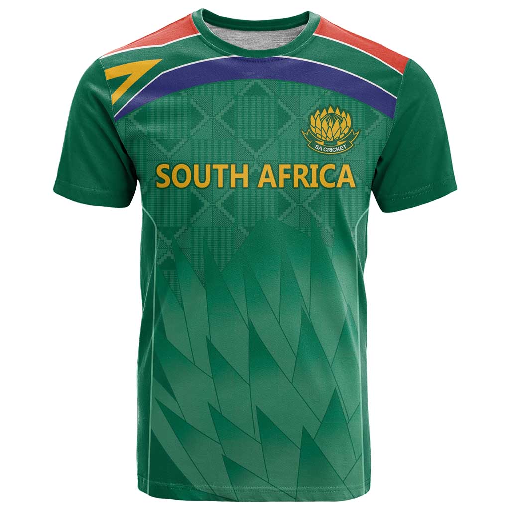 South Africa Cricket Custom T-Shirt Proteas Green Graphic Tee