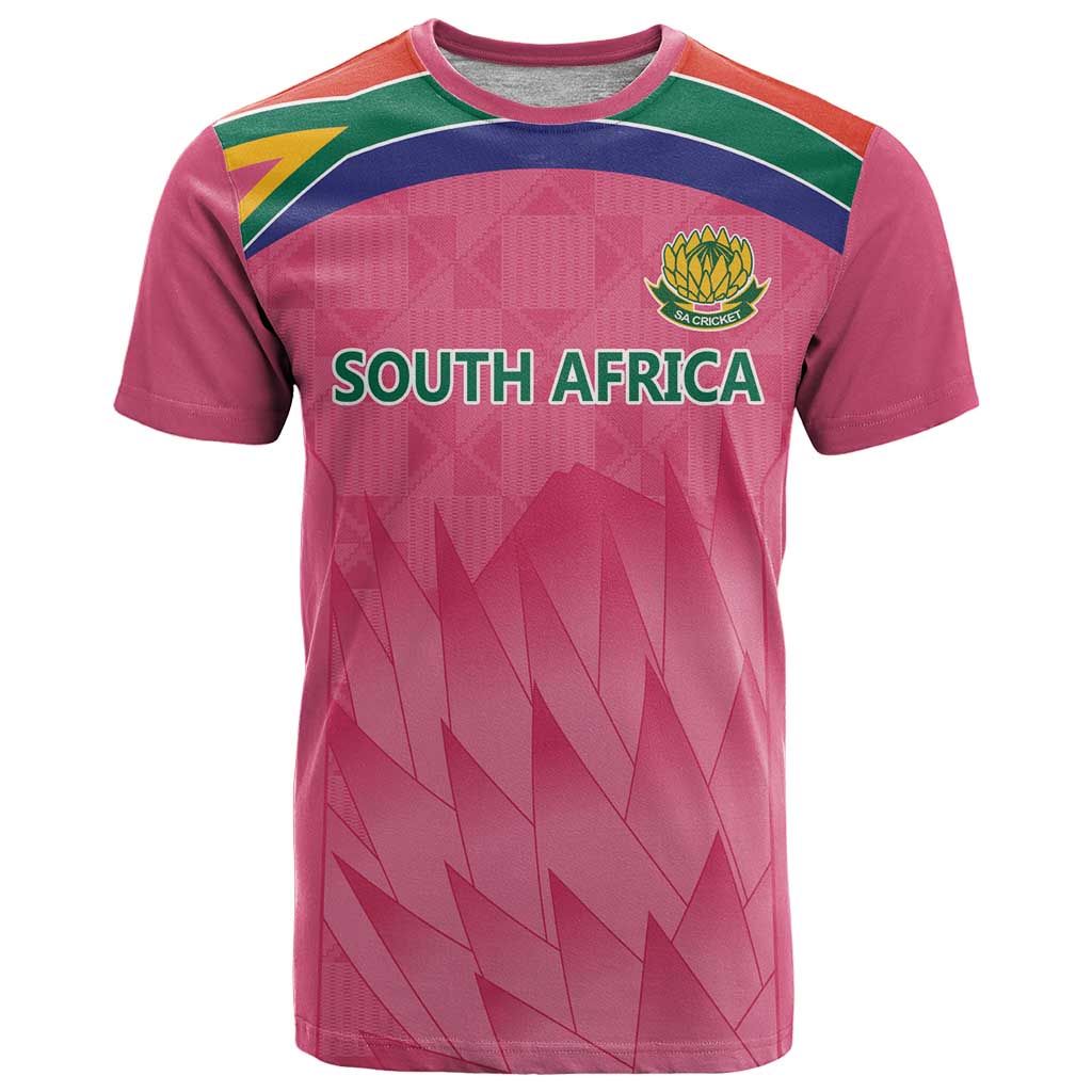 South Africa Cricket Custom T-Shirt Proteas Pink Graphic Tee