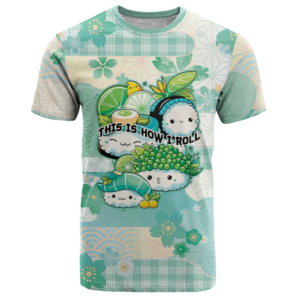 Personalized Japanese Kawaii Sushi T-Shirt Green Wagara Palaka This Is How I Roll Graphic Tee
