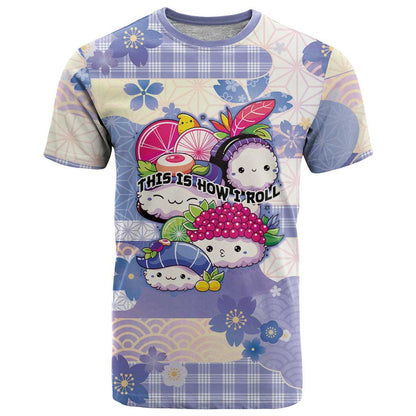 Personalized Japanese Kawaii Sushi T-Shirt Blue Wagara Palaka This Is How I Roll Graphic Tee