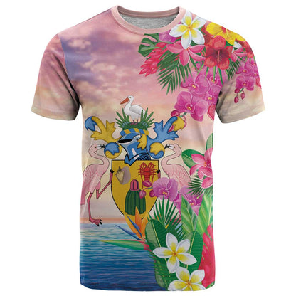 Turks And Caicos Islands T-Shirt Flamingos Tropical Beauty Beach Graphic Tee
