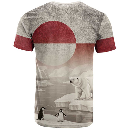 Greenland Flag Vintage T-Shirt Greenlander Flag With Polar Bear Graphic Tee