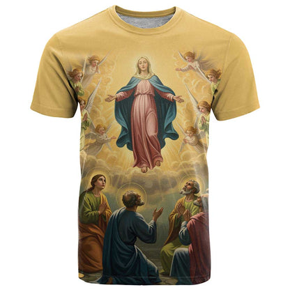 Assumption Virgin Mary to Heaven T-Shirt Falling Asleep of the Mother of God Graphic Tee