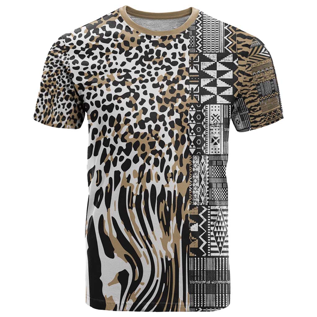 Africa Tribal Pattern Mixed Leopard Skin T-Shirt Graphic Tee