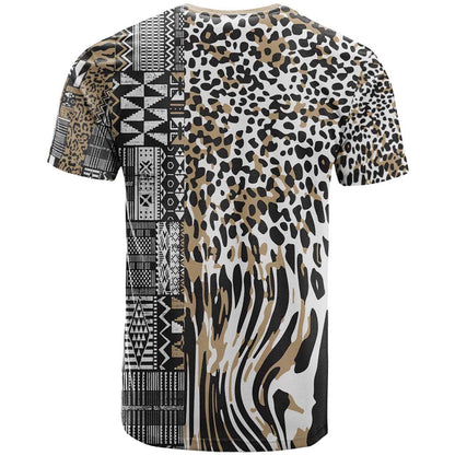 Africa Tribal Pattern Mixed Leopard Skin T-Shirt Graphic Tee