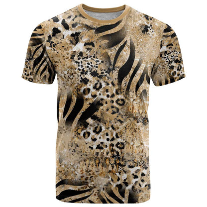 Wild Animal Skins T-Shirt Zebra Tiger Leopard Mix Skin Graphic Tee