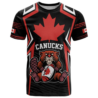 Custom Canada Rugby Pacific T-Shirt Beaver and Maple Leaf Graphic Tee