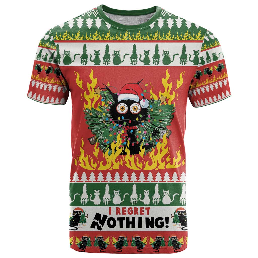 Merry Cat-Mas T-Shirt Christmas It's Fine I'm Fine Everything is Fine Graphic Tee