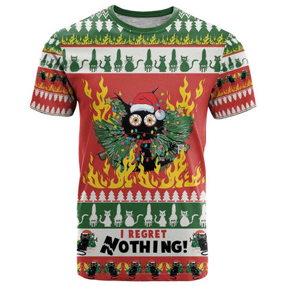 Merry Cat-Mas T-Shirt Christmas It's Fine I'm Fine Everything is Fine Graphic Tee