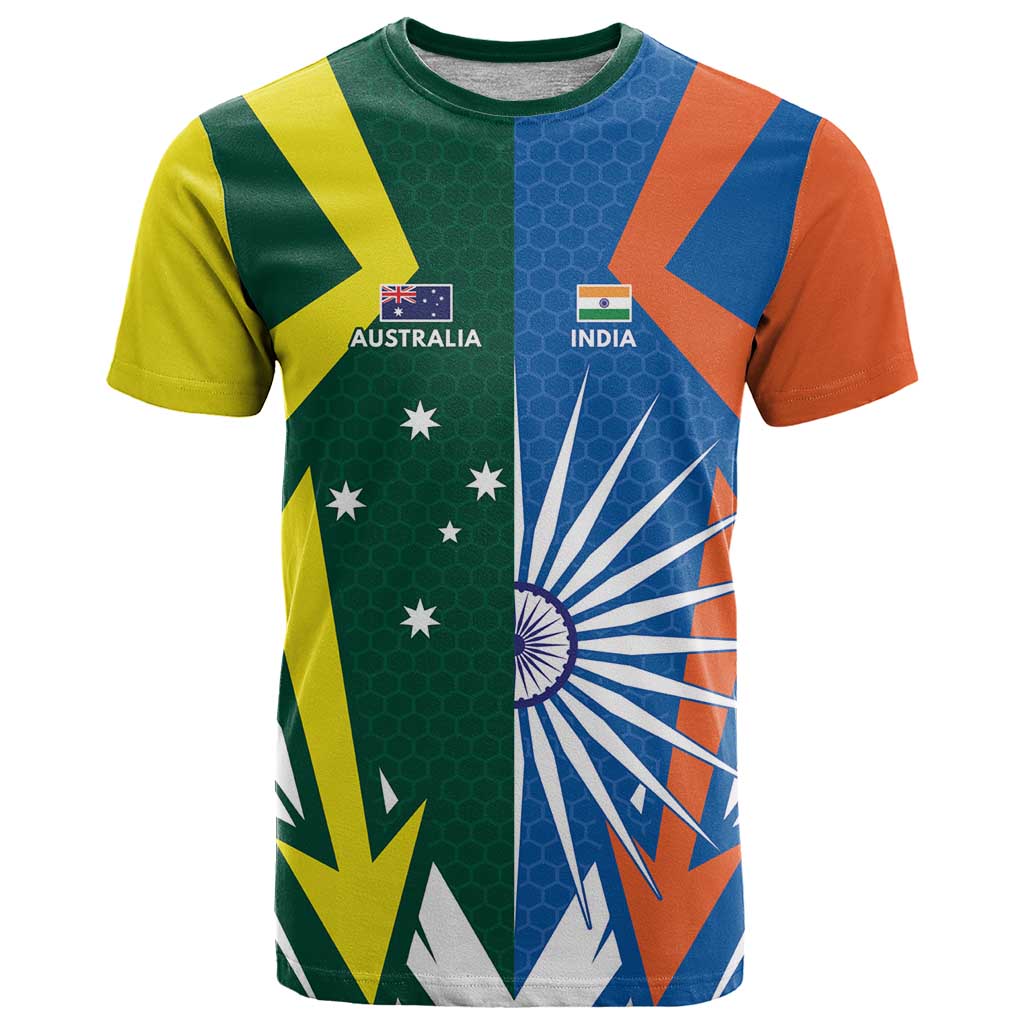 India vs Australia Custom T-Shirt Blue vs Gold Cricket Heritage Graphic Tee