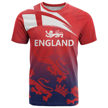 England Cricket Custom T-Shirt Three Lions With Flag Graphic Tee