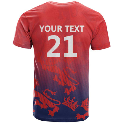 England Cricket Custom T-Shirt Three Lions With Flag Graphic Tee