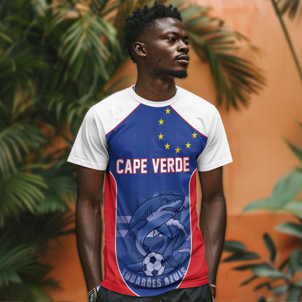 World Football 2026 Cape Verde Custom T-Shirt Tubaroes Azuis Blue Shark Graphic Tee