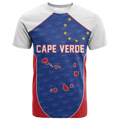 World Football 2026 Cape Verde Custom T-Shirt Tubaroes Azuis Verde Simple Map Graphic Tee