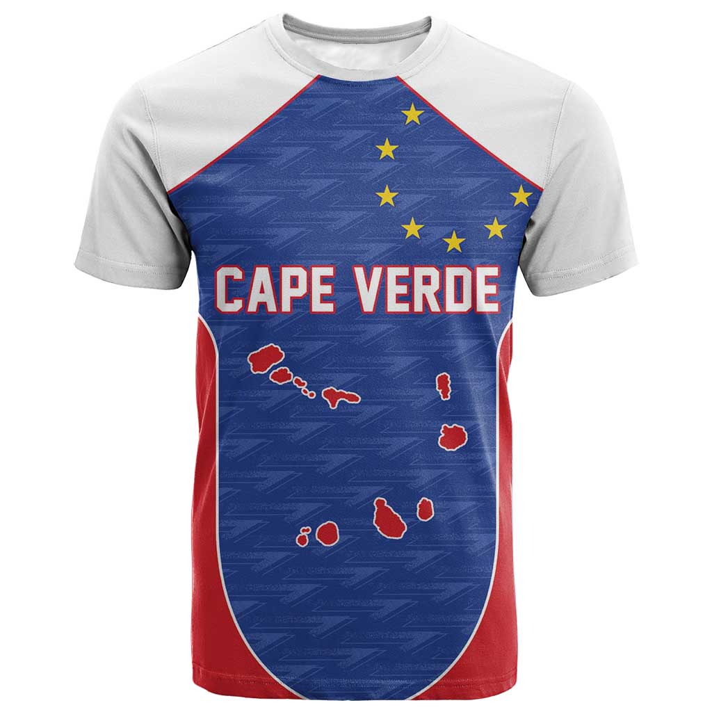 World Football 2026 Cape Verde Custom T-Shirt Tubaroes Azuis Verde Simple Map Graphic Tee