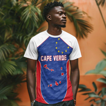 World Football 2026 Cape Verde Custom T-Shirt Tubaroes Azuis Verde Simple Map Graphic Tee