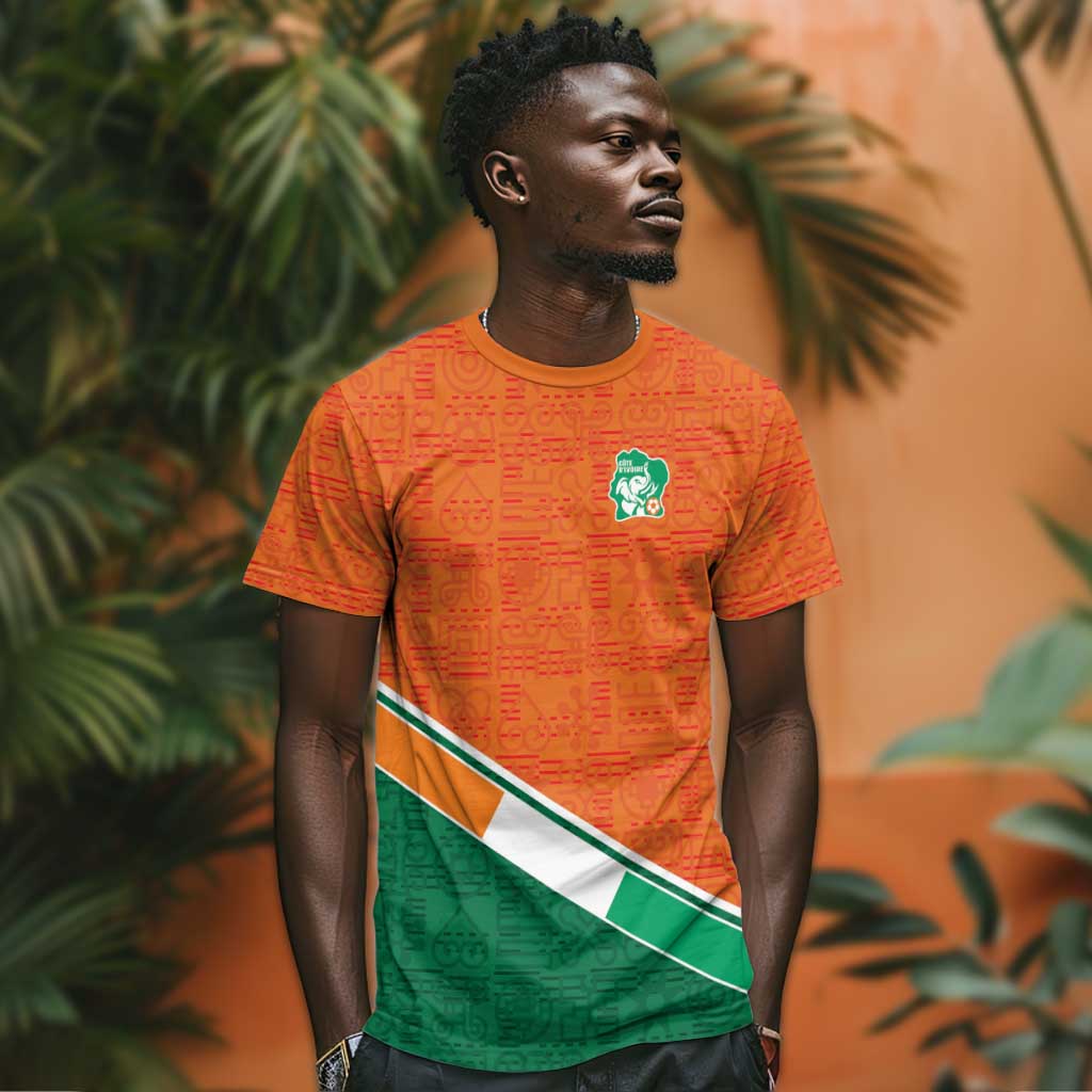 World Football 2026 Ivory Coast Custom T-Shirt African Adinkra Pattern Graphic Tee