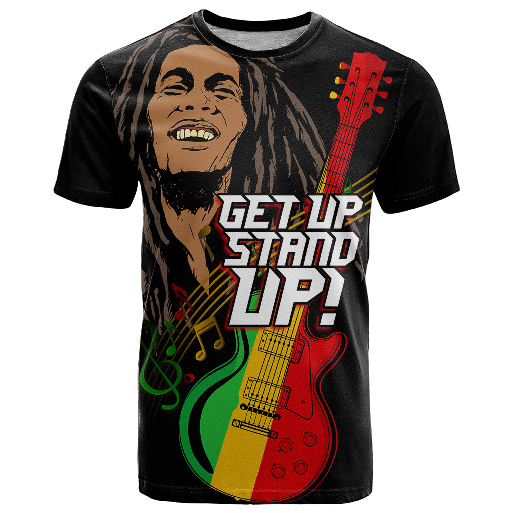 Legend Bob Get Up Stand Up T-Shirt Reggae Multicolored Graphic Tee