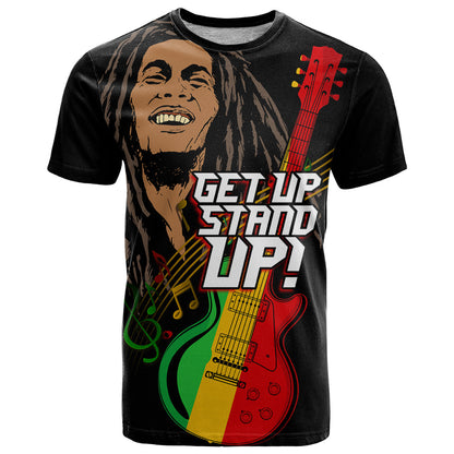 Legend Bob Get Up Stand Up T-Shirt Reggae Multicolored Graphic Tee