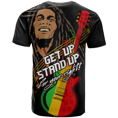 Legend Bob Get Up Stand Up T-Shirt Reggae Multicolored Graphic Tee