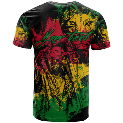 Personalized Rastafarian Lion Bob Marley T-Shirt Reggae Festival Sketch Portrait Graphic Tee