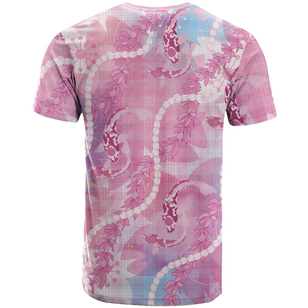 Japanese Koi Fish T-Shirt Pink Wagara Palaka Honohono Pikake Lei Graphic Tee