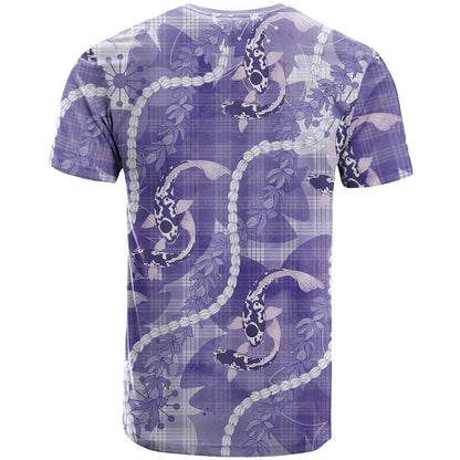 Japanese Koi Fish T-Shirt Purple Wagara Palaka Honohono Pikake Lei Graphic Tee