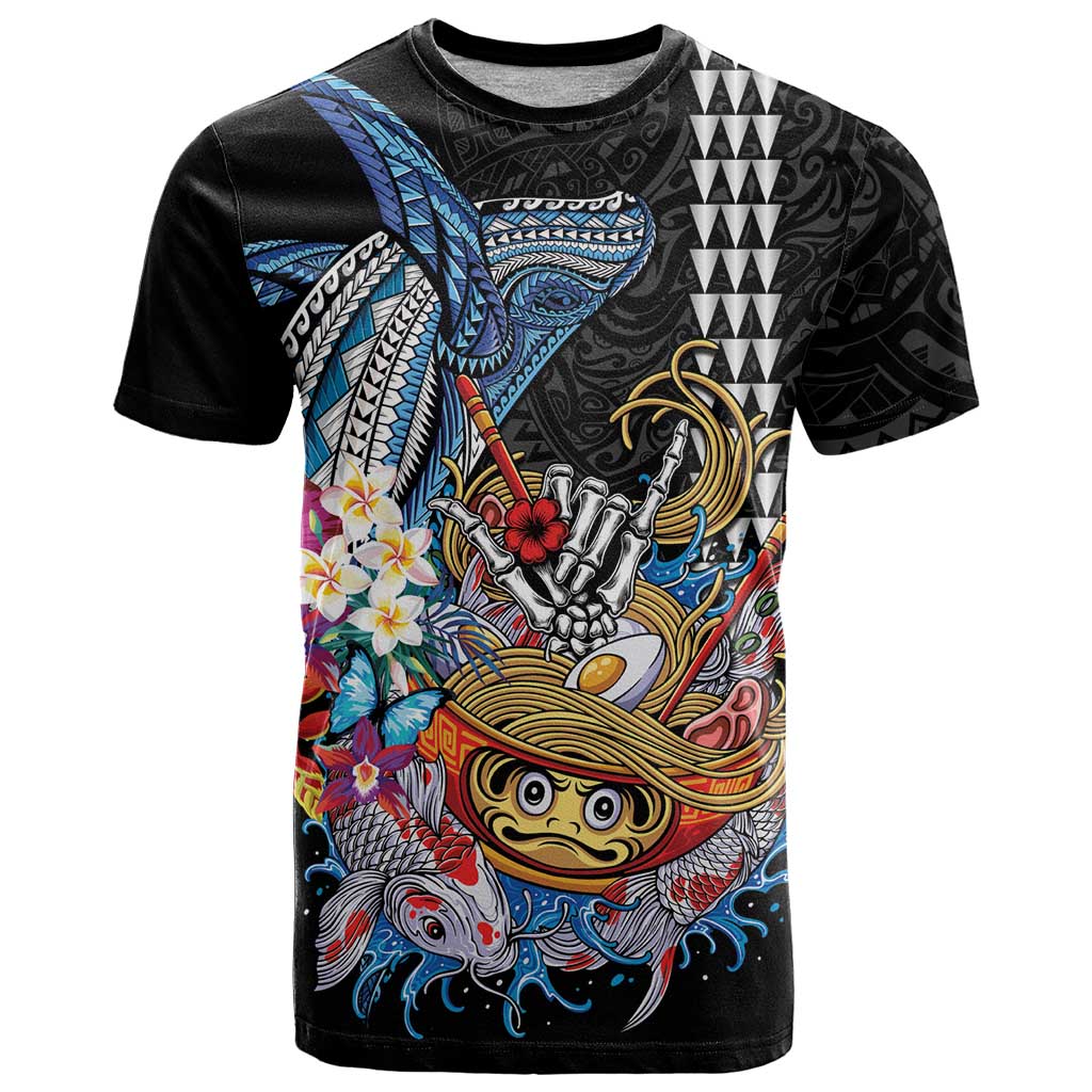 Personalized Japanese Koi Fish Ramen T-Shirt Aloha Shark Kakau Pattern Graphic Tee