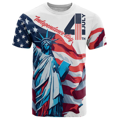 Personalized United States Independence Day T-Shirt Statue of Liberty Happy 4th Of July Graphic Tee