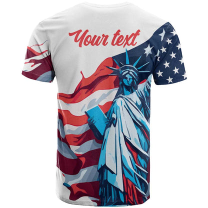 Personalized United States Independence Day T-Shirt Statue of Liberty Happy 4th Of July Graphic Tee
