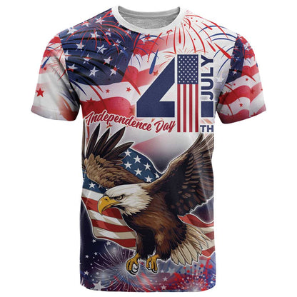 Personalized American Eagles 4th of July T-Shirt USA Independence Day Graphic Tee