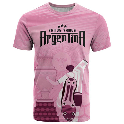 Argentina Football T-Shirt Campeones De la Historia - Pink Style Graphic Tee
